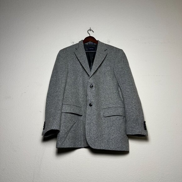 Nautica Blazer Tweed Wool Coat Jacket Men 40R Grey Formal Prep Minimal Casual - Picture 1 of 16